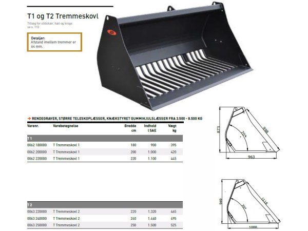 JST T1 og T2 Tremmeskovl