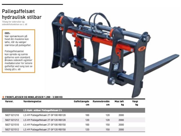 JST Pallegafler m. hy. gaffelflyt