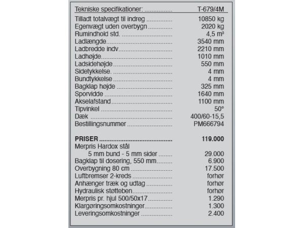 Pronar Entreprenrvogn T-679/4M