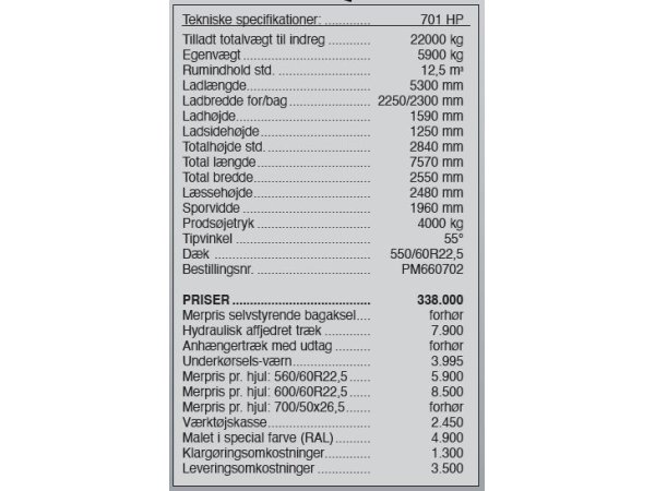 Pronar Entreprenrvogn T-701 HP