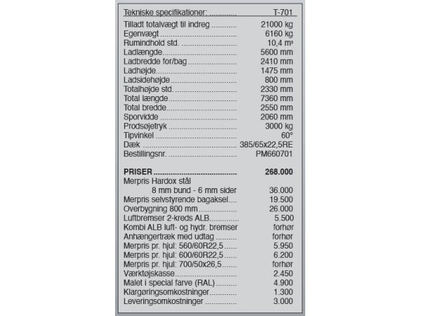 Pronar Entreprenrvogn T-701