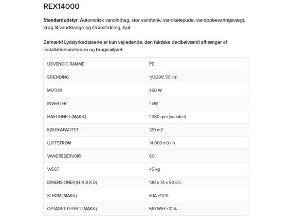 RexNordic REX 14000 Eco Cooler