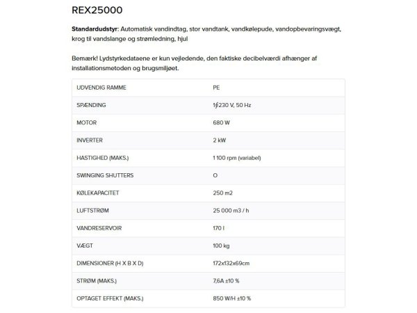 RexNordic REX 25000 Eco Cooler