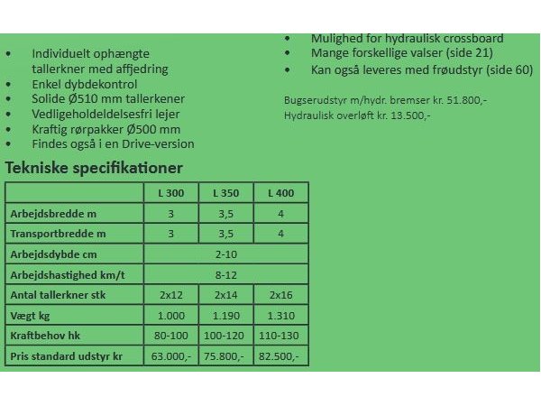 Unia Ares L 350 Tallerkenharve 
